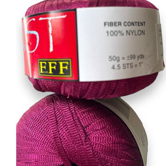 2 Skeins Filati FF MUST Nylon Yarn | #75 Wine  Red-purple *Made in Italy* - Picture 2 of 7